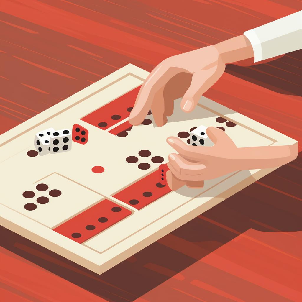 Player matching a domino tile to an open end on the table