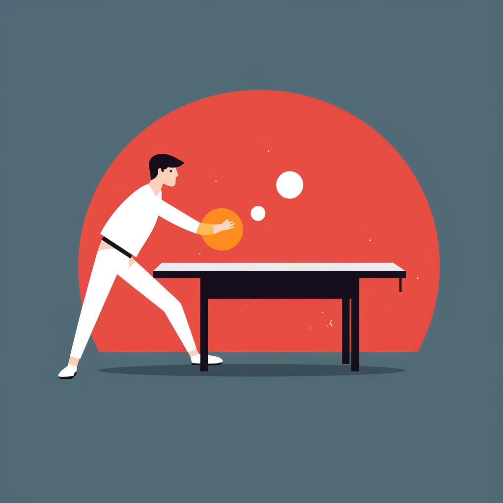 A player bouncing a ping pong ball on a table aiming for a cup