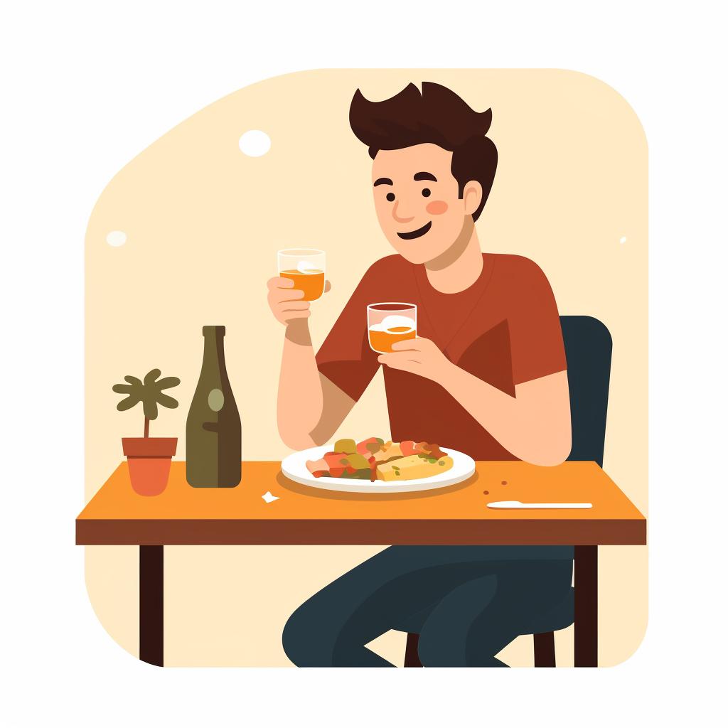 Person eating a meal at a bar
